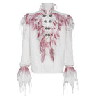 DEVIL FASHION Men's Gothic Ruffled Plunging Stand Collar Shirt