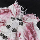 DEVIL FASHION Men's Gothic Ruffled Plunging Stand Collar Shirt