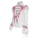 DEVIL FASHION Men's Gothic Ruffled Plunging Stand Collar Shirt