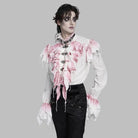 DEVIL FASHION Men's Gothic Ruffled Plunging Stand Collar Shirt