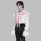 DEVIL FASHION Men's Gothic Ruffled Plunging Stand Collar Shirt