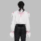 DEVIL FASHION Men's Gothic Ruffled Plunging Stand Collar Shirt