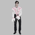 DEVIL FASHION Men's Gothic Ruffled Plunging Stand Collar Shirt