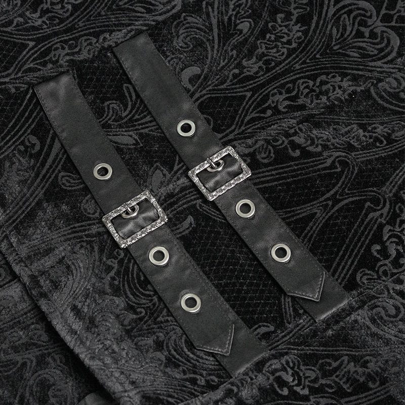 DEVIL FASHION Men's Gothic Ruffled Single-breasted Stand Collar Vest