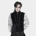 DEVIL FASHION Men's Gothic Ruffled Single-breasted Stand Collar Vest