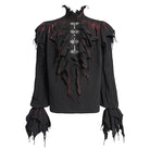 DEVIL FASHION Men's Gothic Ruffled Stand Collar Plunging Shirt