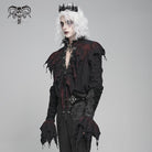 DEVIL FASHION Men's Gothic Ruffled Stand Collar Plunging Shirt
