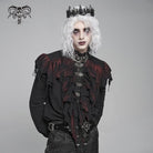 DEVIL FASHION Men's Gothic Ruffled Stand Collar Plunging Shirt