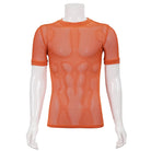 DEVIL FASHION Men's Gothic Short-sleeved Sheer Mesh Shirt