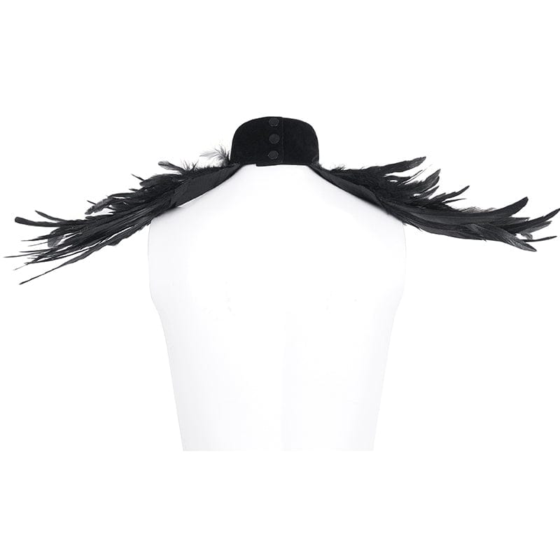 DEVIL FASHION Men's Gothic Stand Collar Beaded Feather Neckwear