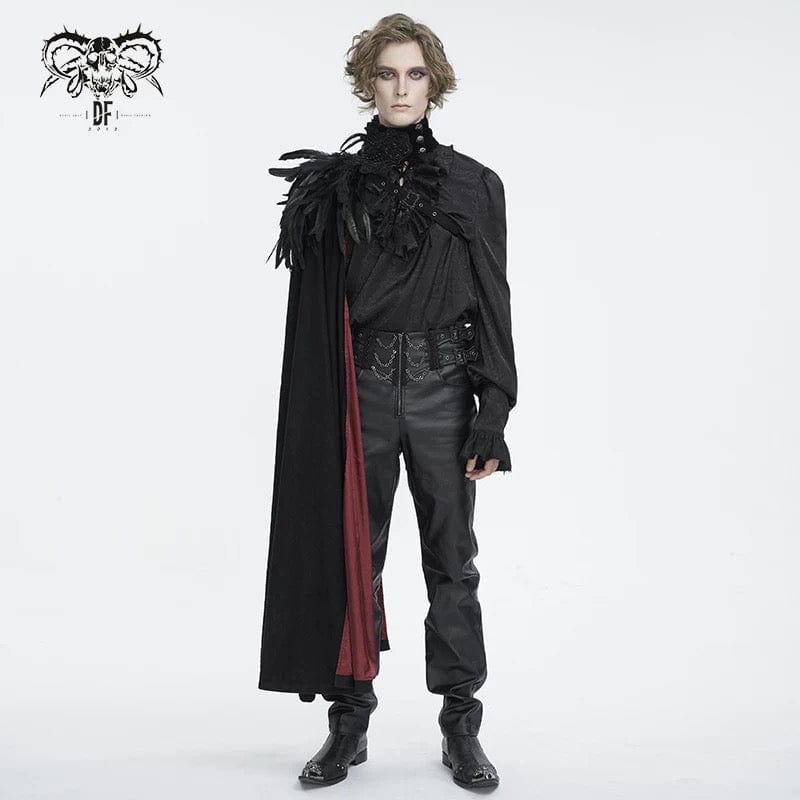 DEVIL FASHION Men's Gothic Stand Collar Feather Cape