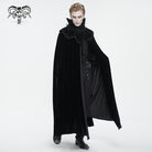DEVIL FASHION Men's Gothic Stand Collar Lace Splice Velvet Cloak