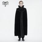DEVIL FASHION Men's Gothic Stand Collar Lace Splice Velvet Cloak