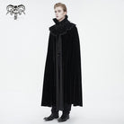 DEVIL FASHION Men's Gothic Stand Collar Lace Splice Velvet Cloak