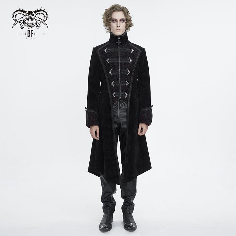 DEVIL FASHION Men's Gothic Stand Collar Swallow-tailed Coat