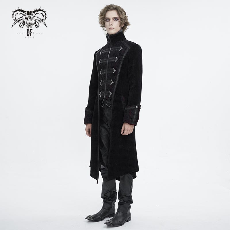 DEVIL FASHION Men's Gothic Stand Collar Swallow-tailed Coat