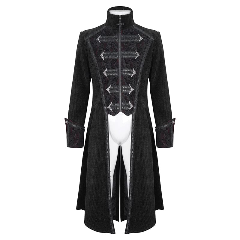 DEVIL FASHION Men's Gothic Stand Collar Swallow-tailed Coat