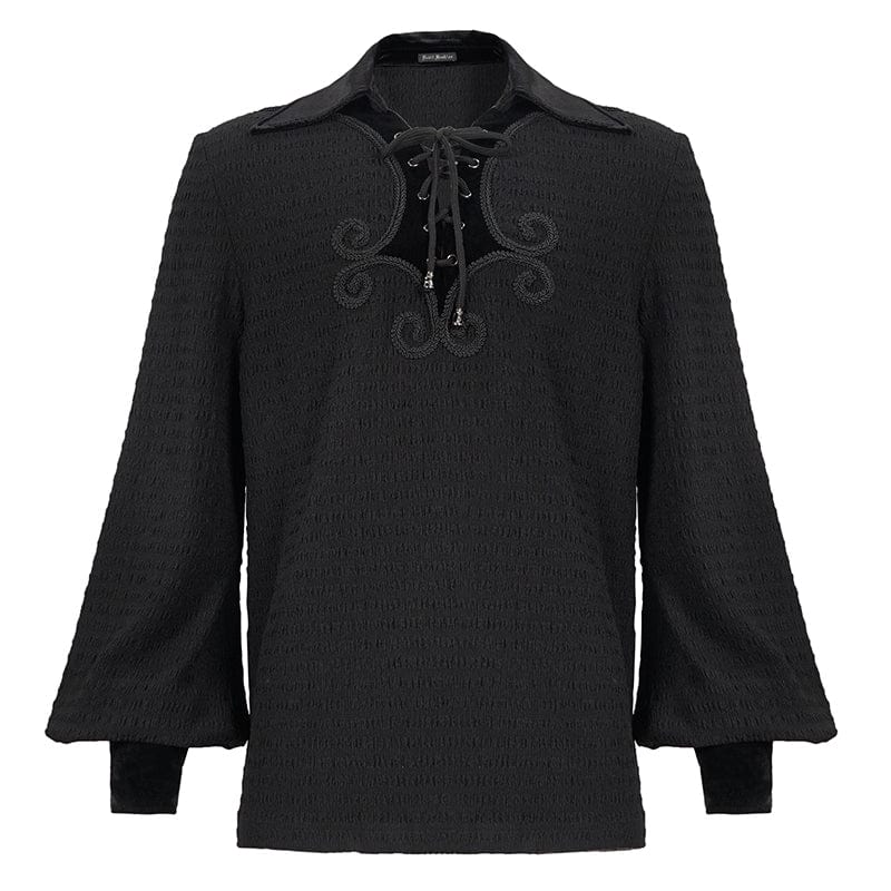 DEVIL FASHION Men's Gothic Strappy Puff Sleeved Shirt