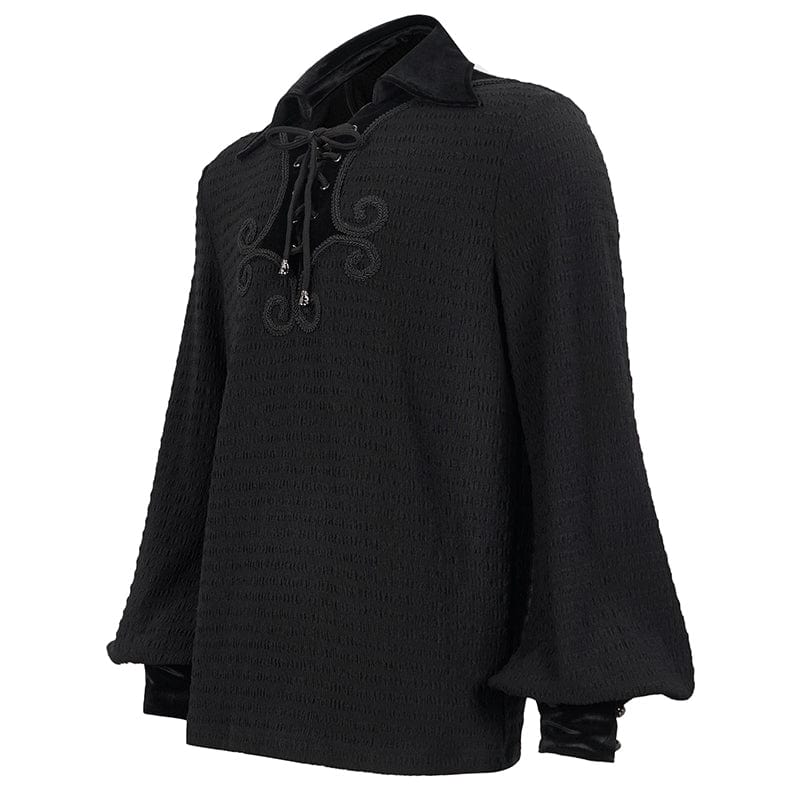 DEVIL FASHION Men's Gothic Strappy Puff Sleeved Shirt