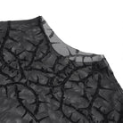DEVIL FASHION Men's Gothic Thorny Vine Flocked Sheer Mesh Long Sleeve Top