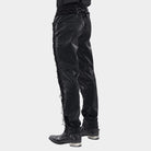 DEVIL FASHION Men's Gothic Velvet Splice Lace-up Cross Pants Black
