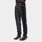 DEVIL FASHION Men's Gothic Velvet Splice Lace-up Cross Pants Black-Red