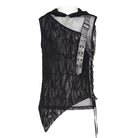DEVIL FASHION Men's Punk Asymmetric Chained Hooded Tank Top