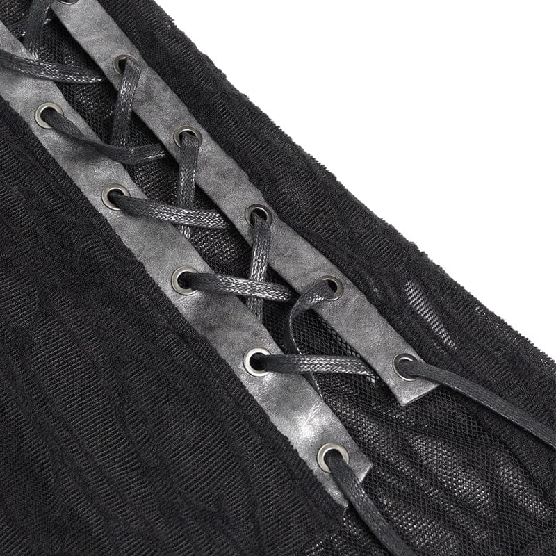 DEVIL FASHION Men's Punk Asymmetric Chained Hooded Tank Top