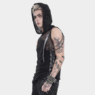 DEVIL FASHION Men's Punk Asymmetric Chained Hooded Tank Top