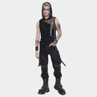 DEVIL FASHION Men's Punk Asymmetric Chained Hooded Tank Top