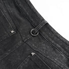 DEVIL FASHION Men's Punk Big Pockets Eyelets Rivets Pants with Detachable Legs