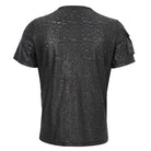 DEVIL FASHION Men's Punk Buckle Splice Faux Leather T-shirt