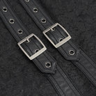 DEVIL FASHION Men's Punk Buckle Splice Faux Leather T-shirt