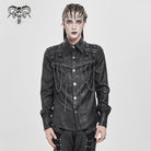 DEVIL FASHION Men's Punk Buckle Strap Chained Shirt