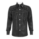 DEVIL FASHION Men's Punk Buckle Strap Chained Shirt