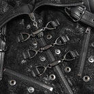 DEVIL FASHION Men's Punk Buckle Strap Faux Leather Splice Coat