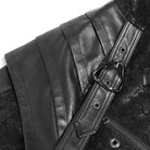 DEVIL FASHION Men's Punk Buckle Strap Faux Leather Splice Coat