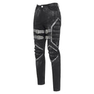 DEVIL FASHION Men's Punk Buckle Strap Pleated Pants