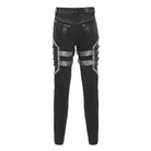 DEVIL FASHION Men's Punk Buckle Strap Pleated Pants