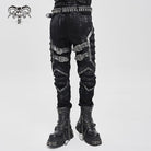 DEVIL FASHION Men's Punk Buckle Strap Pleated Pants