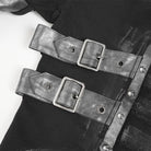 DEVIL FASHION Men's Punk Buckle Strap Pleated Pants