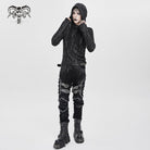 DEVIL FASHION Men's Punk Buckle Strap Pleated Pants