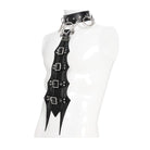 DEVIL FASHION Men's Punk Buckle Strap Ring&Chain Necktie Choker