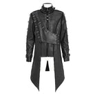 DEVIL FASHION Men's Punk Buckle-up Stand Collar Studded Coat