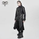 DEVIL FASHION Men's Punk Buckle-up Stand Collar Studded Coat