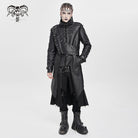 DEVIL FASHION Men's Punk Buckle-up Stand Collar Studded Coat