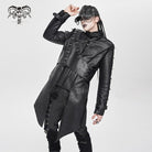 DEVIL FASHION Men's Punk Buckle-up Stand Collar Studded Coat