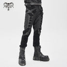 DEVIL FASHION Men's Punk Buckle-up Strap Ripped Pants