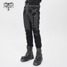 DEVIL FASHION Men's Punk Buckle-up Strap Ripped Pants