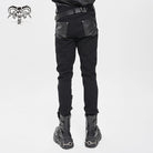 DEVIL FASHION Men's Punk Buckle-up Strap Ripped Pants